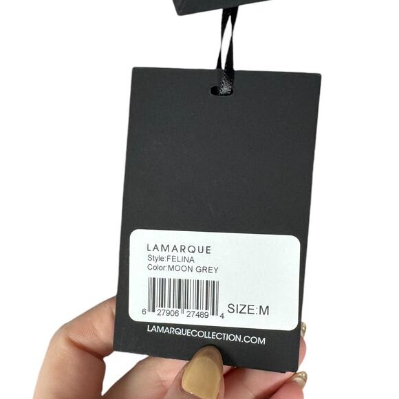 NWT Lamarque Felina Oversized Leather Blazer Moon Gray Medium Loose Baggy - Picture 8 of 11